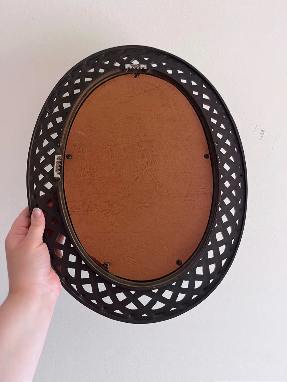 Homco Vintage Faux Wood Woven Oval Mirror